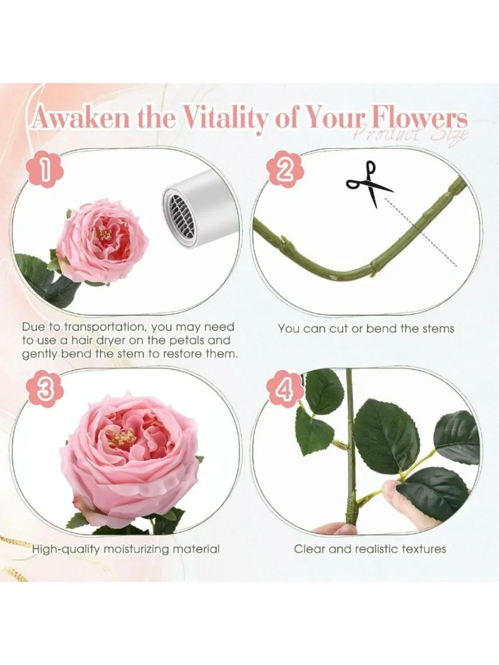 20 Pcs Pink Peonies Artificial Flowers - Realistic Faux Floral Decor for Home
